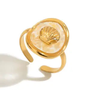 Summer Shell Adjustable Stainless Steel Ring