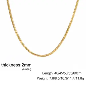 Gold Stainless Steel Snake Chain Necklace 40-60cm 18 S4a14db620cbc412f98ba426743753f2al