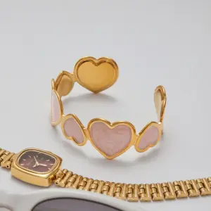 Elegant Stainless Steel Pink Heart Bracelet 11 S4a166fa2d08448caae2a02bf863edc06s