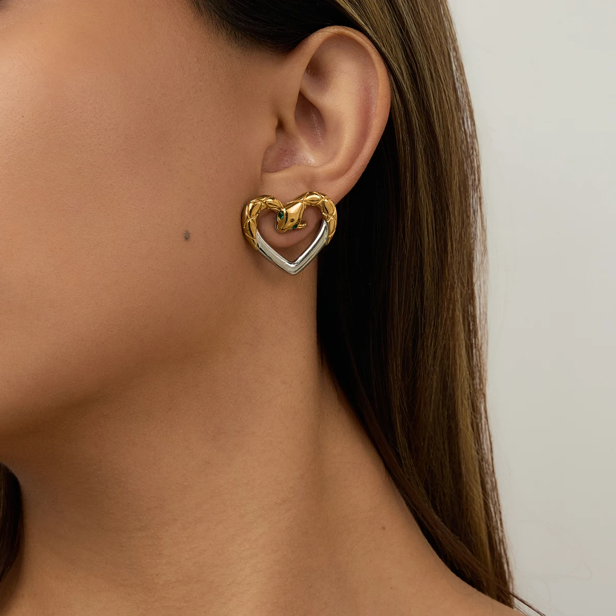 Stainless Steel Gold Snake Earrings 2 Stainless Steel Gold Snake Earrings - Image 2