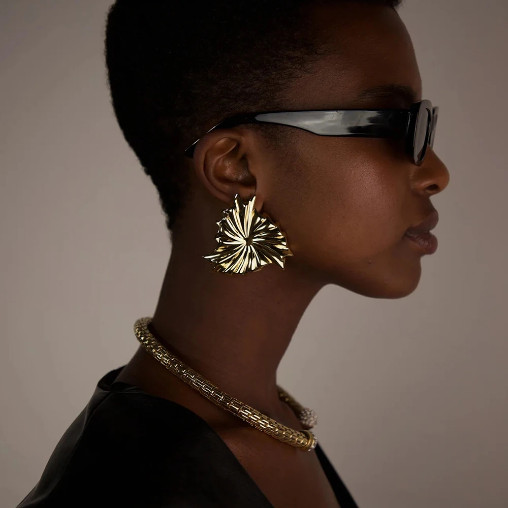 Gold-Tone Stainless Steel Earrings Collection 5 Gold-Tone Stainless Steel Earrings Collection - Image 5