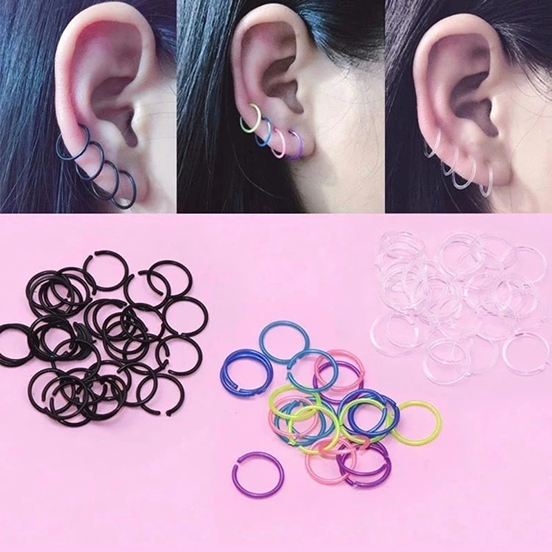 Colorful Plastic Hoop Earrings Set - 30 Pieces 3 Colorful Plastic Hoop Earrings Set - 30 Pieces - Image 3