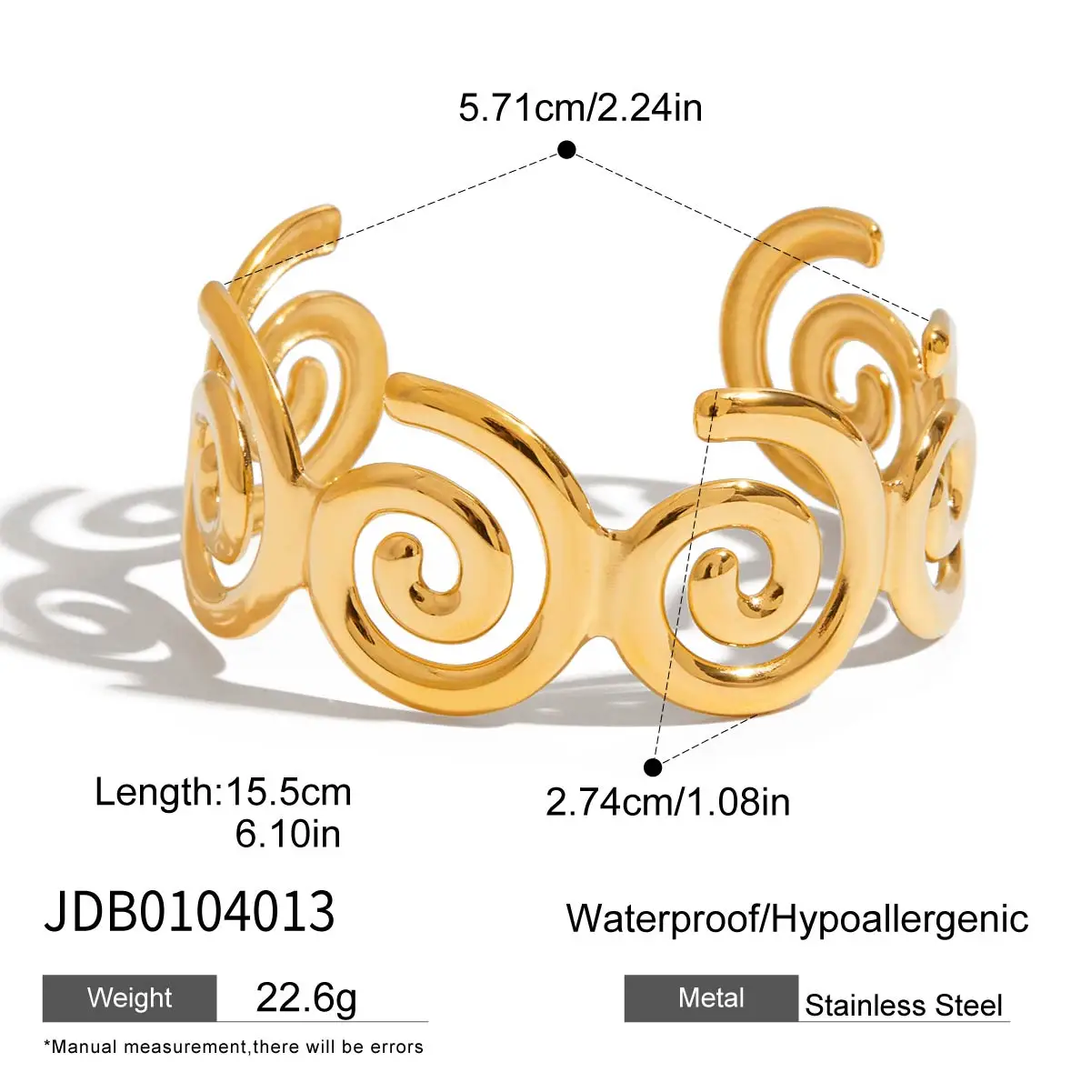 Gold Stainless Steel Spiral Cuff Bracelet 7 Gold Stainless Steel Spiral Cuff Bracelet - Image 7