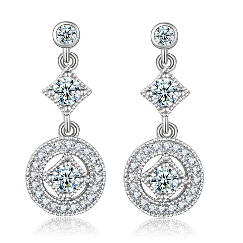 Geometric Drop Earrings with CZ Crystals 6 Geometric Drop Earrings with CZ Crystals - Image 6