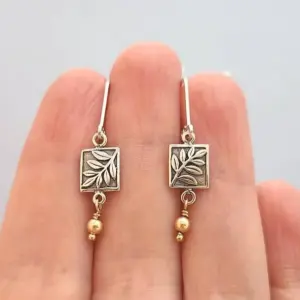 Vintage Leaf Earrings in Silver and Gold 7 S4aa0ed41a8b64525bc97cd69ec102b773