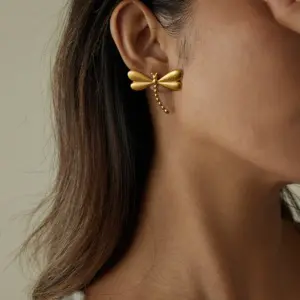 Stainless Steel Gold Dragonfly Earrings 9 S4ad4acab9bf34dbb8713ed999417c639D