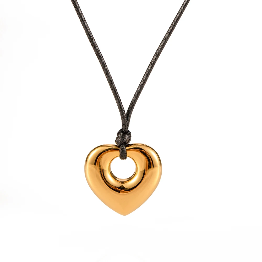 Gold Stainless Steel Heart Necklace JDN2306029 1 Gold Stainless Steel Heart Necklace JDN2306029