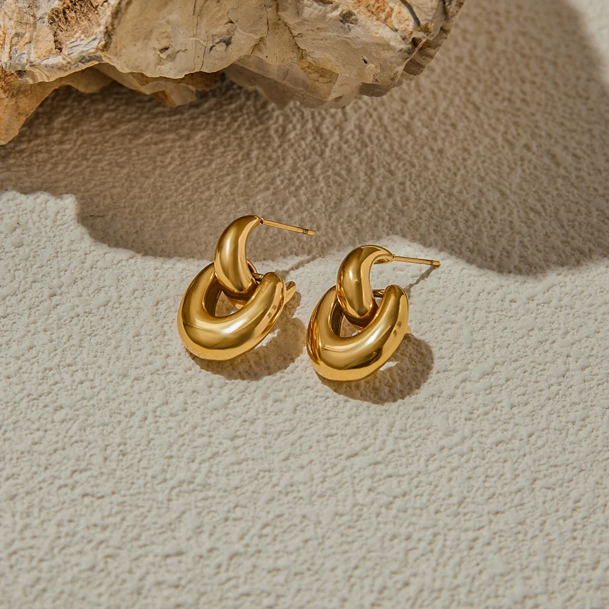 Elegant Gold Stainless Steel Hoop Earrings 5 Elegant Gold Stainless Steel Hoop Earrings - Image 5