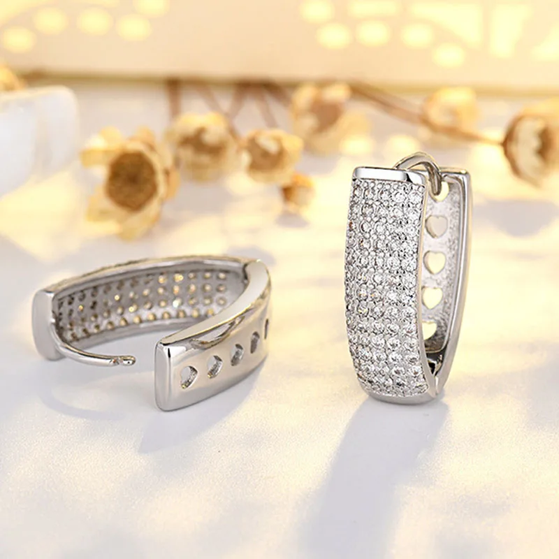 Silver Zircon Hoop Earrings for Women 4 Silver Zircon Hoop Earrings for Women - Image 4