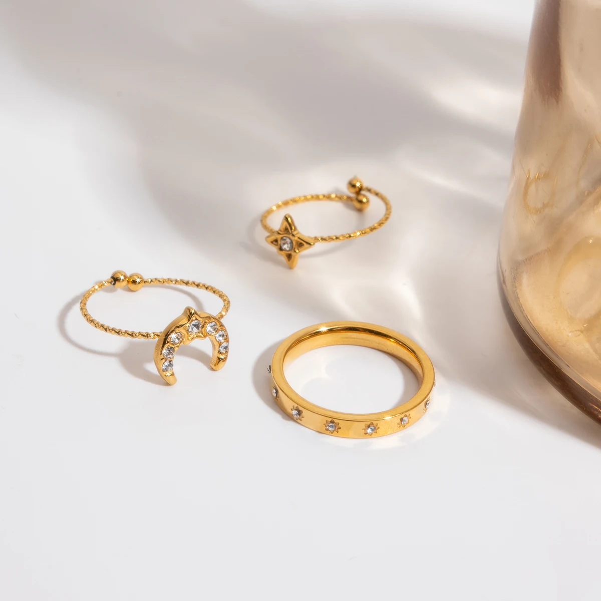 Multi-Layered Stainless Steel Women's Ring Set 3 Multi-Layered Stainless Steel Women's Ring Set - Image 3