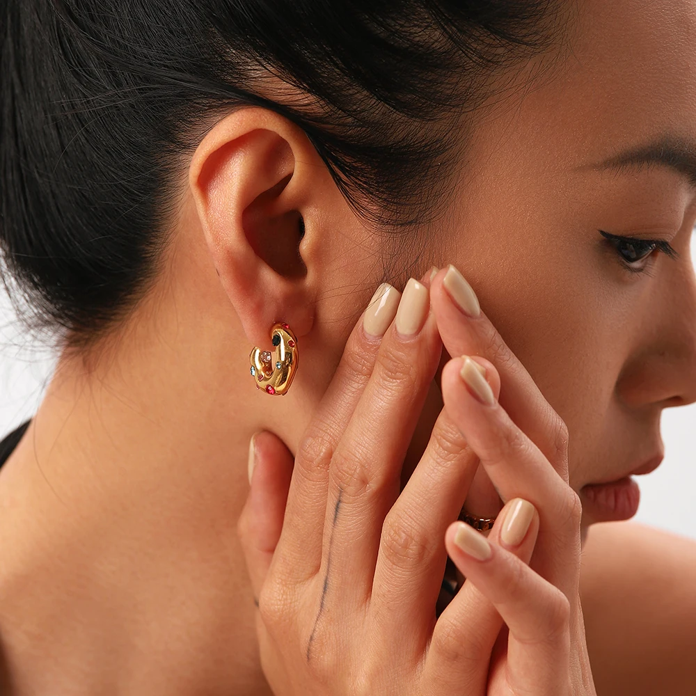 Vibrant Gold Stainless Steel Earrings for Women 6 Vibrant Gold Stainless Steel Earrings for Women - Image 6