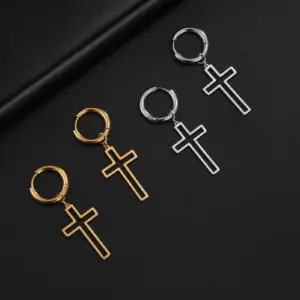 Stainless Steel Cross Drop Earrings for Men Women 12 S4beaea79c50641a08ee13e1399ea8ea40