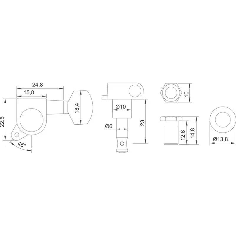 Antique Black Guitar Tuning Pegs Set 5 Antique Black Guitar Tuning Pegs Set - Image 5