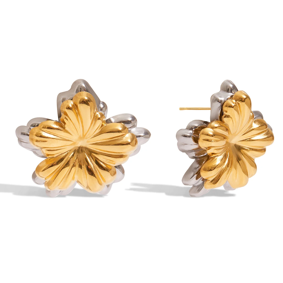 Gold-Proof Stainless Steel Flower Stud Earrings 1 Gold-Proof Stainless Steel Flower Stud Earrings
