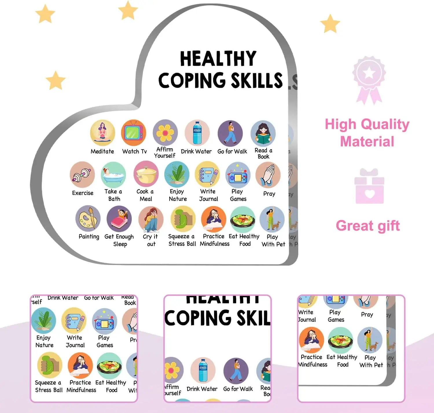 Heart-Shaped Acrylic Mental Health Decor DM-879 2 Heart-Shaped Acrylic Mental Health Decor DM-879 - Image 2