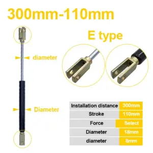 Gas Spring with Folding Hinge, 50N-500N Support 19 S4c65c4116e664f4a9830ccaf6f97cb7cc