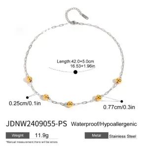 Modern Stainless Steel Necklace with Gold Beads 13 S4c65e2ce617e4bfda9b46a84d9329060x