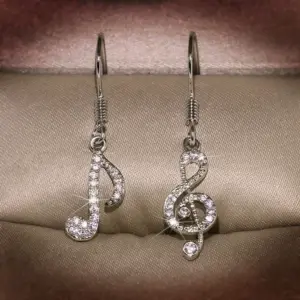 Musical Note Earrings Sterling Silver Cubic Zirconia 6 S4c788355cfcb4d43803302cb2fde7220w
