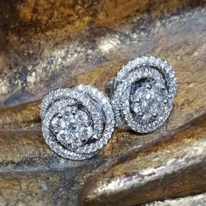 Silver Floral Zircon Stud Earrings LL-YS0450 6 S4c83e5c980a54a728e09a72adb7c9cabQ