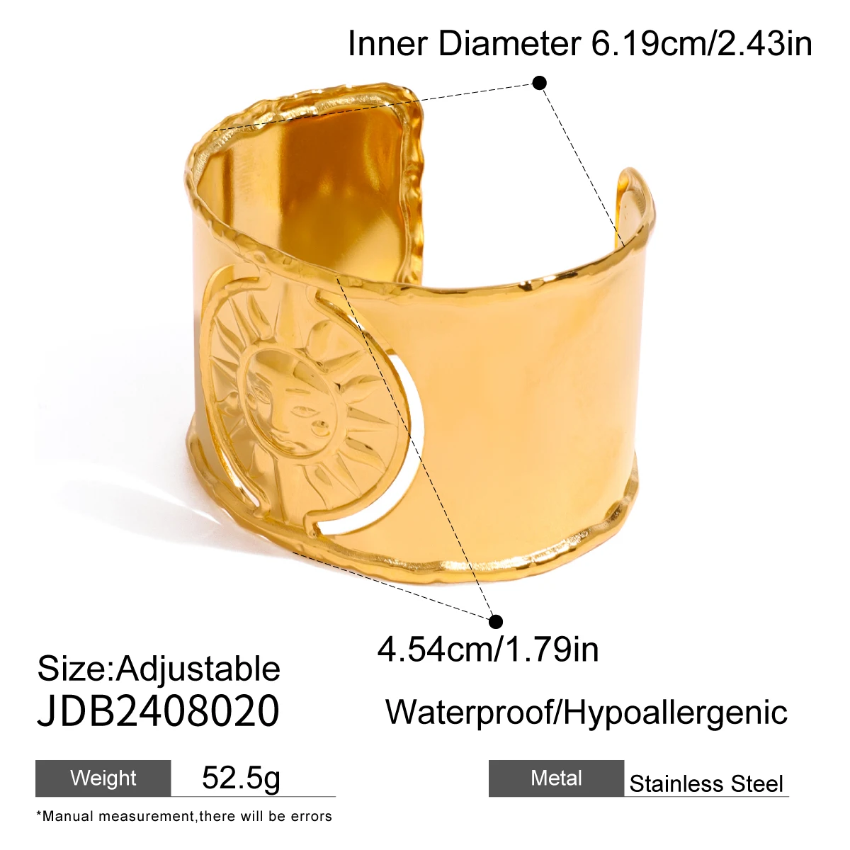 Vibrant Stainless Steel Sunburst Cuff Bracelet 6 Vibrant Stainless Steel Sunburst Cuff Bracelet - Image 6