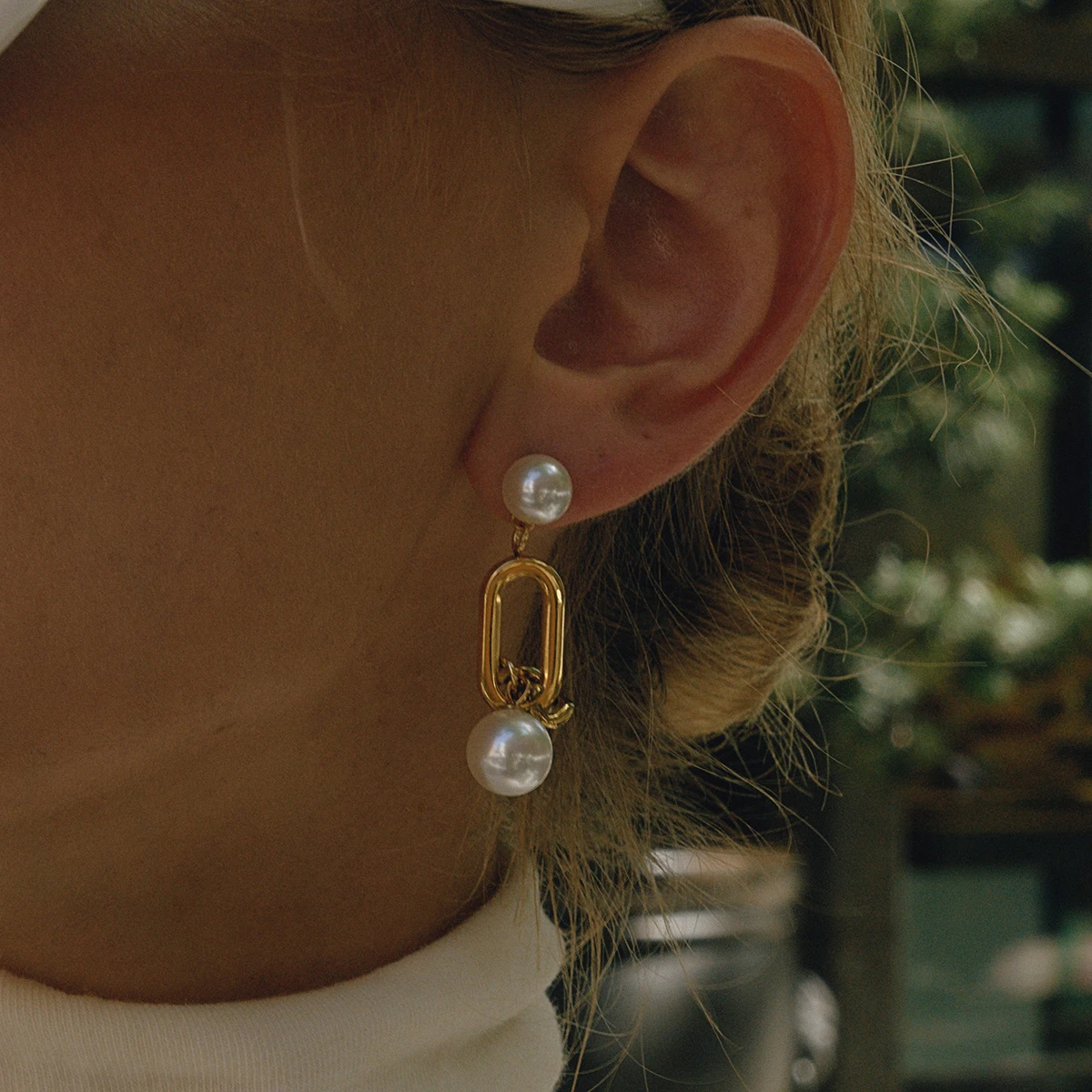 Stainless Steel Pearl Drop Earrings 3 Stainless Steel Pearl Drop Earrings - Image 3