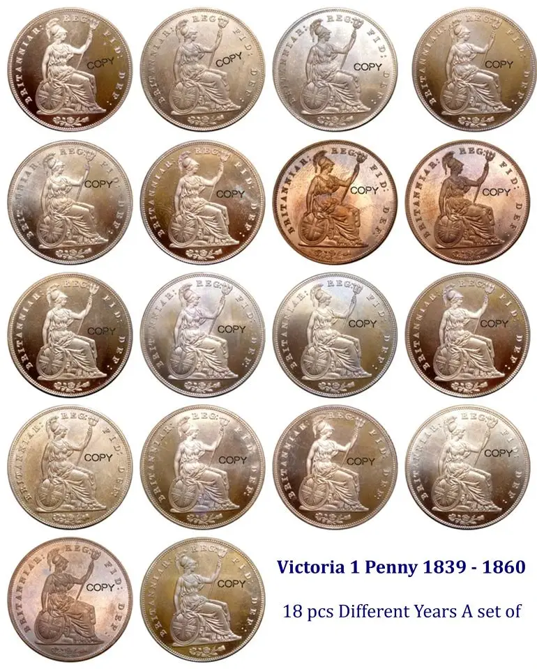 Victoria 1 Penny Replica Coin Set (1839-1860) 2 Victoria 1 Penny Replica Coin Set (1839-1860) - Image 2