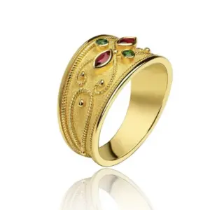 Gold Unisex Ring with Colorful Zircon Stones 6 S4cf9a3d77b894962880df2448c86b59ad