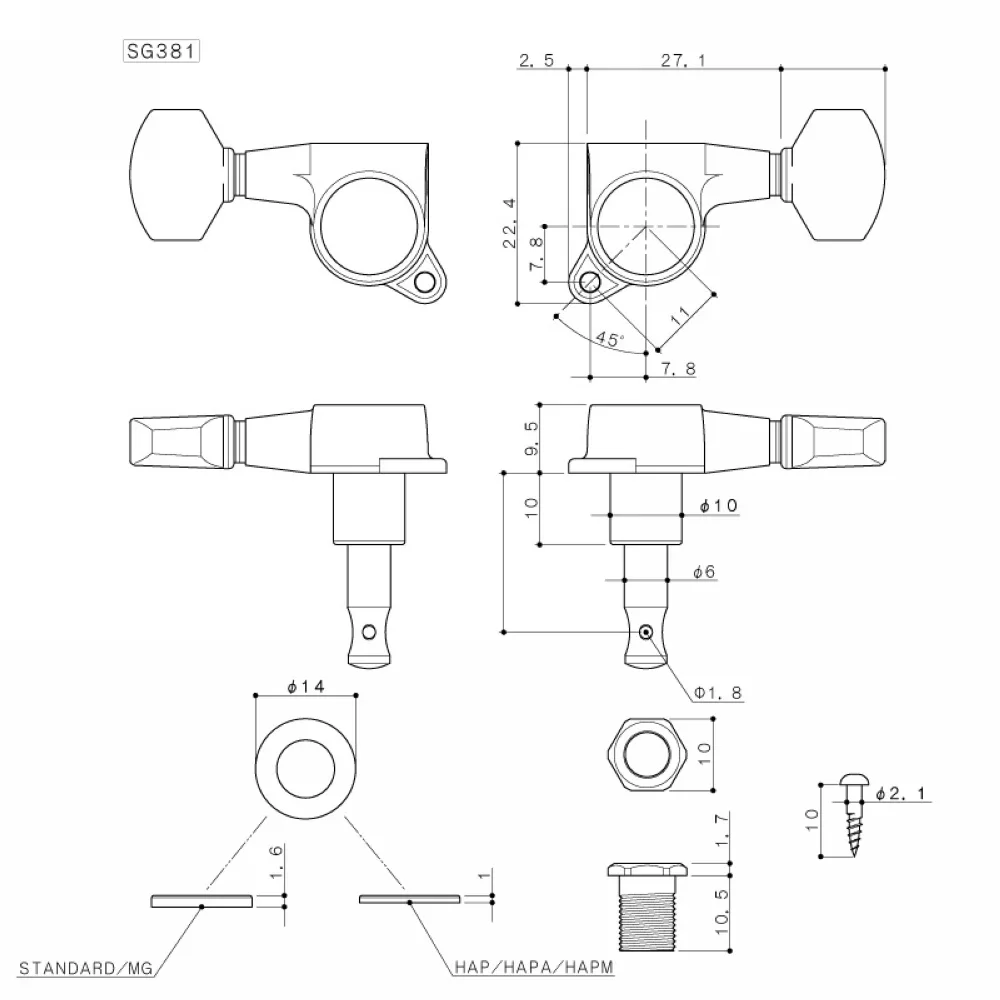 GOTOH SG381-01-MGT Gold Locking Tuners 6 GOTOH SG381-01-MGT Gold Locking Tuners - Image 6