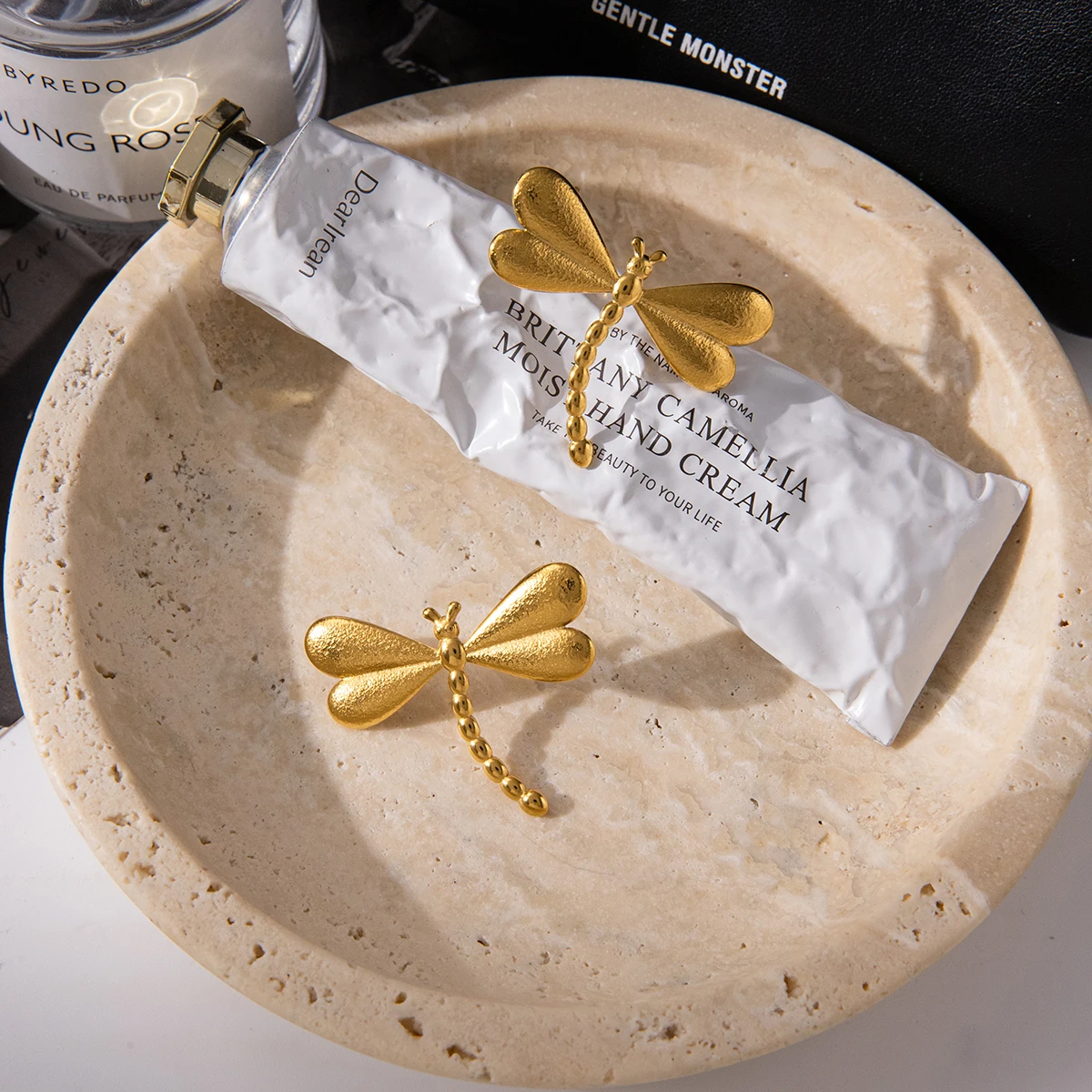 Stainless Steel Gold Dragonfly Earrings 6 Stainless Steel Gold Dragonfly Earrings - Image 6