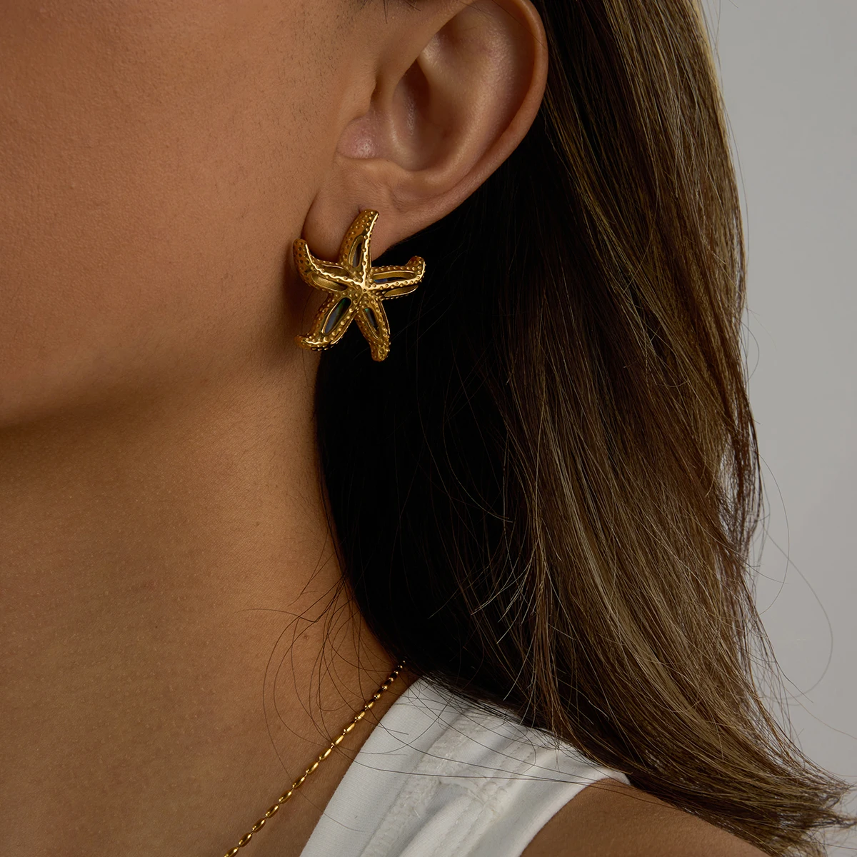 Gold Hypoallergenic Stainless Steel Starfish Earrings 5 Gold Hypoallergenic Stainless Steel Starfish Earrings - Image 5