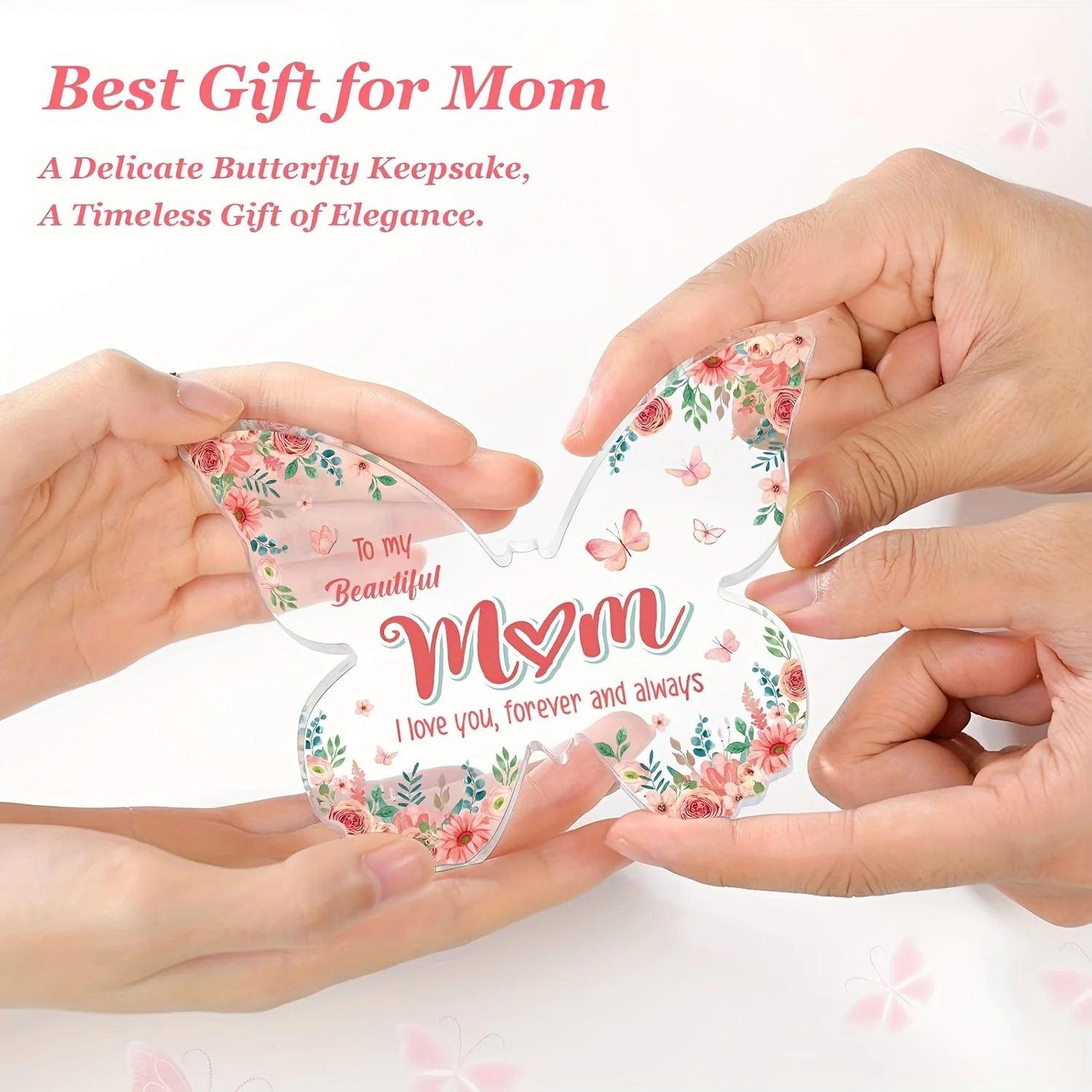 Butterfly-Shaped Acrylic Memorial Plaque for Mom 3 Butterfly-Shaped Acrylic Memorial Plaque for Mom - Image 3