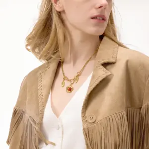 Vintage Gold Stainless Steel Necklace with Red Agate 8 S4dcb564fd9064c45bcd64c7a1ed3711b6