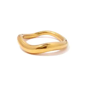 Stylish Gold Stainless Steel Wavy Ring 11 S4de570417c034162bd589f208f249182X
