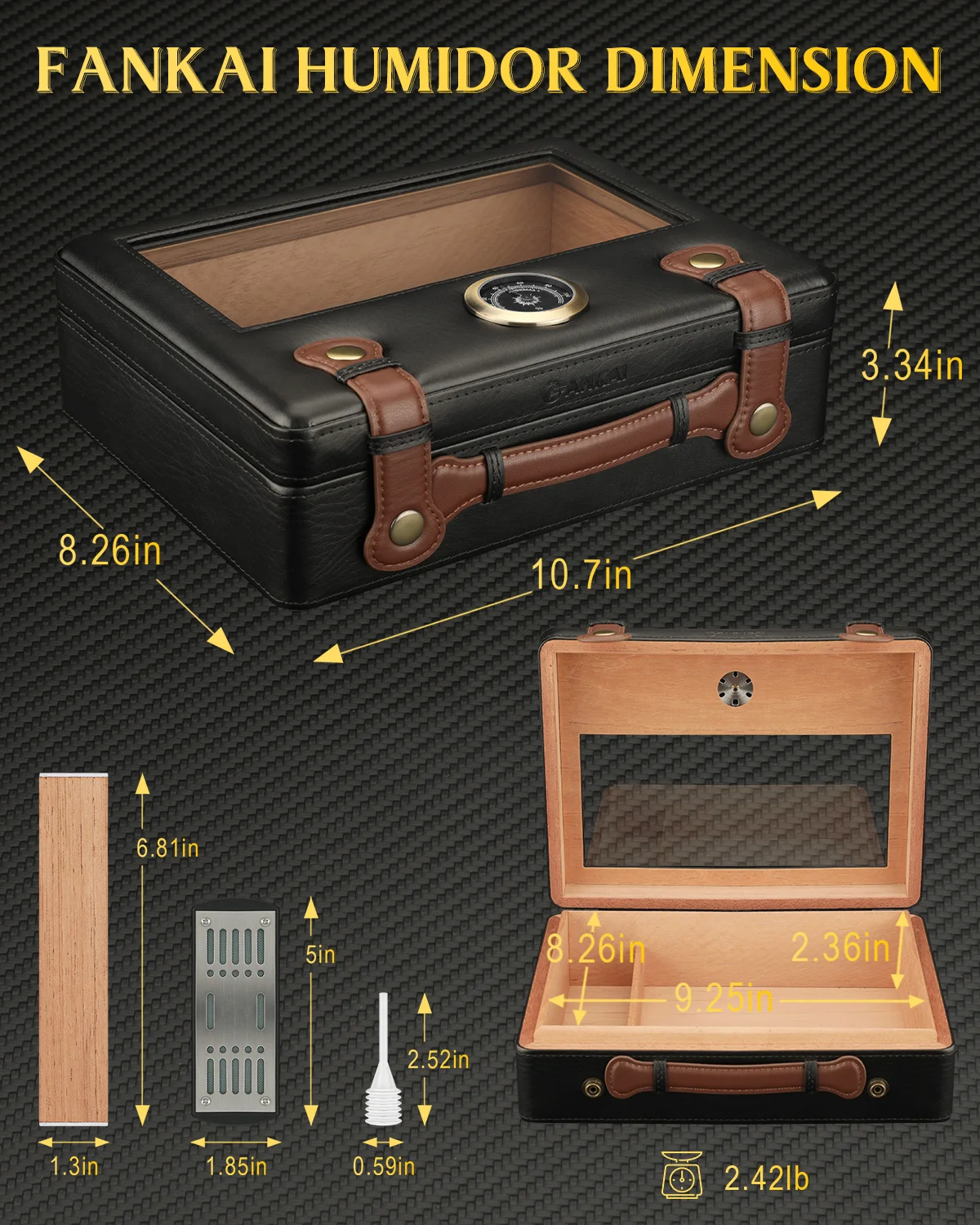 Travel Cigar Humidor with Glass Top 2 Travel Cigar Humidor with Glass Top - Image 2