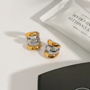 Modern Dual Tone Stainless Steel Clip Earrings 10 S4e48a13329904ce3bc7ec1a34c3a94fe4