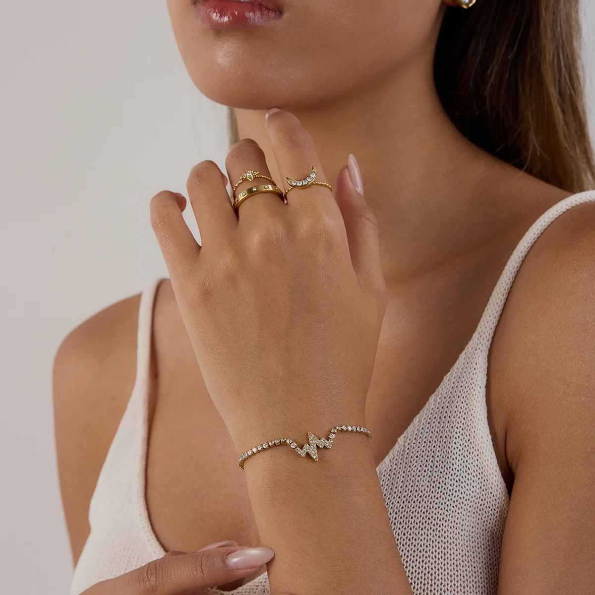 Multi-Layered Stainless Steel Women's Ring Set 5 Multi-Layered Stainless Steel Women's Ring Set - Image 5