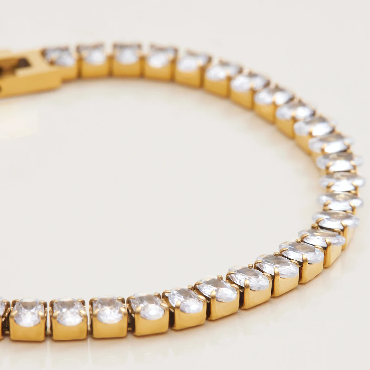 Elegant Gold-Tone Stainless Steel Zirconia Bracelet 5 Elegant Gold-Tone Stainless Steel Zirconia Bracelet - Image 5