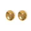 Gold Stainless Steel Hammered Oval Stud Earrings