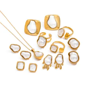 Elegant Stainless Steel Pearl Jewelry Set