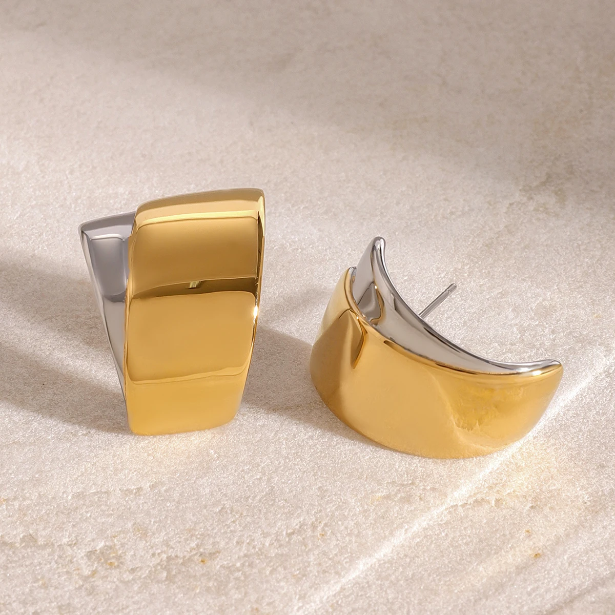 Stainless Steel Gold Silver Geometric Earrings 3 Stainless Steel Gold Silver Geometric Earrings - Image 3