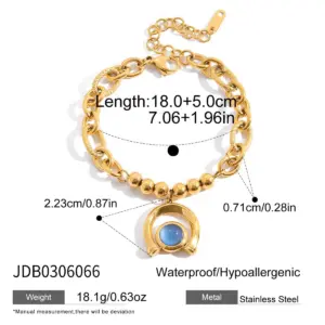 Gold Stainless Steel Bracelet with Blue Horseshoe Pendant 14 S4eb37d13bc6745c3a101940b910c1fd0g 2