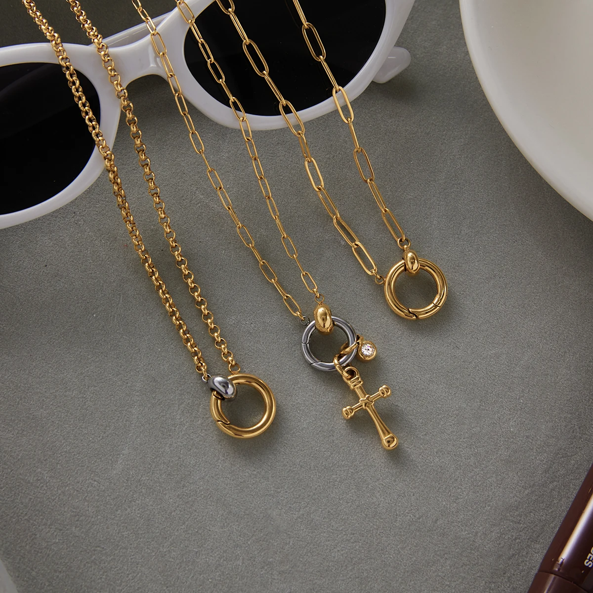 Gold Stainless Steel Pendant Necklace JDN0207009 2 Gold Stainless Steel Pendant Necklace JDN0207009 - Image 2
