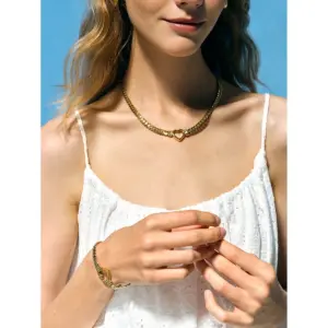 Elegant Stainless Steel Gold-Tone Necklace Collection 12 S4ef90be8d3be4509bb048806951bcba5G