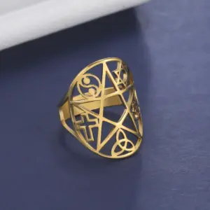 Mystical Geometric Pentagram Ring in Stainless Steel 9 S4f149c40dbd34a588e663cb6108fe82ex