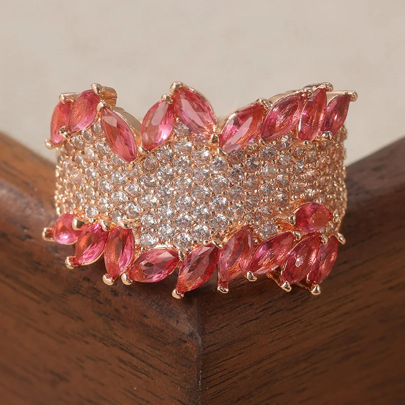 Two-Tone Pink and White Cubic Zirconia Ring 5 Two-Tone Pink and White Cubic Zirconia Ring - Image 5