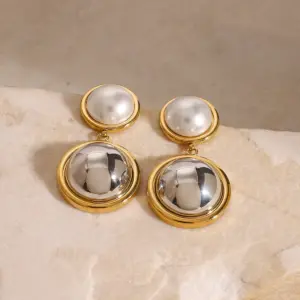 Stainless Steel Pearl and Mirror Earrings 10 S4f7bb375f3724fbaa12ba9bcf2144b49L