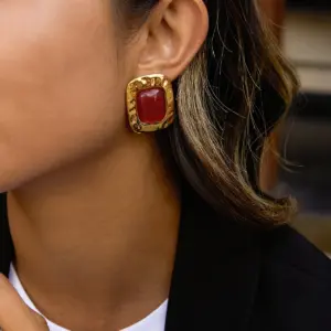 Vintage Stainless Steel Square Earrings with Red Cabochon 8 S4fbfa476b1bf4d7f8044228ebfa7ad7cz
