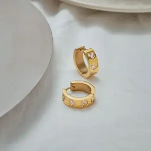 Stainless Steel Heart Zirconia Hoop Earrings 15 S4fe2f9a4810b47dda92b870d55655686D