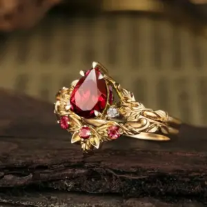 Elegant Red Gem Floral Ring Set for Women 6 S502747fd8b0746e0b910201d8bf81478I