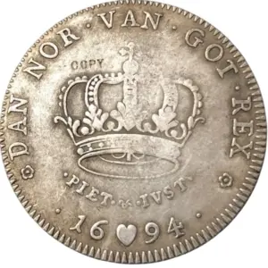1694 Denmark Silver Krone Replica Collection Piece